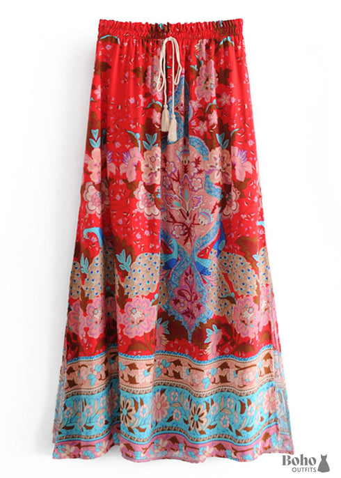 Boho Skirts in Heart Chakra in Esme Red For Women